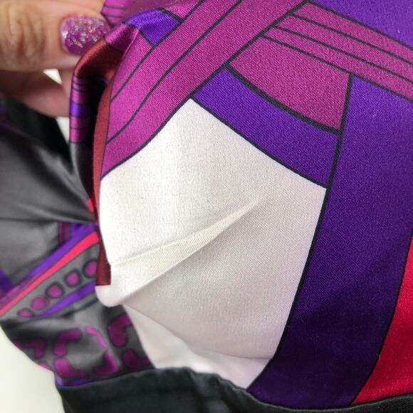 Guess Jeans Bold Pattern Satin Racerback Ribbon Tie Up Back 90's Vintage 3 - Picture 6 of 14